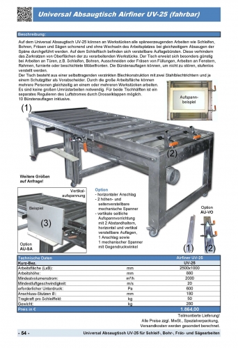Schleif- und Montagetisch Airfiner UV-25 (fahrbar)