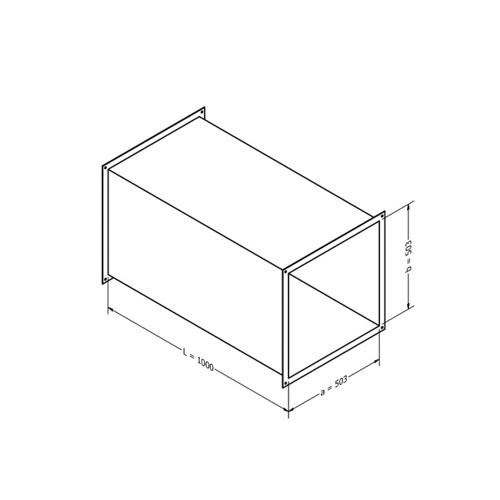 Luftkanal, rechteckig (503x503x1000 mm)