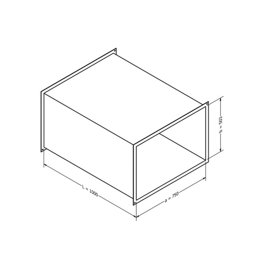 Luftkanal, rechteckig (750x503x1000 mm)