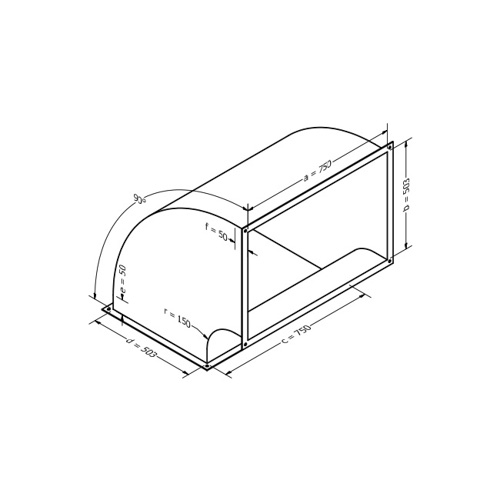 Kanalbogen, vertikal 90 (750x503 mm)