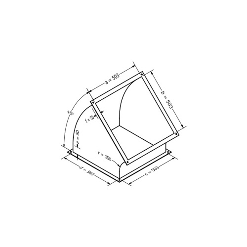 Kanalbogen, vertikal 45 (503x503 mm)