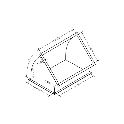 Kanalbogen, vertikal 45 (750x503 mm)