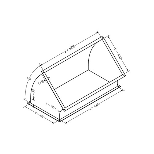 Kanalbogen, vertikal 45 (1003x503 mm)