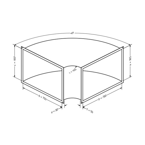 Kanalbogen, horizontal 90 (503x750 mm)