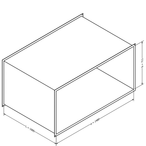 Luftkanal, rechteckig (1480x711x1000 mm)