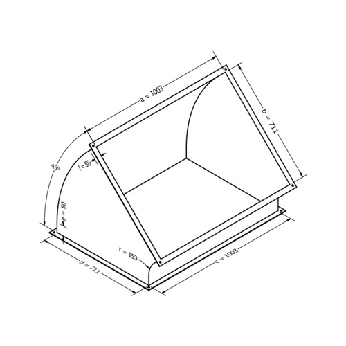 Kanalbogen, vertikal 45 (1003x711 mm)