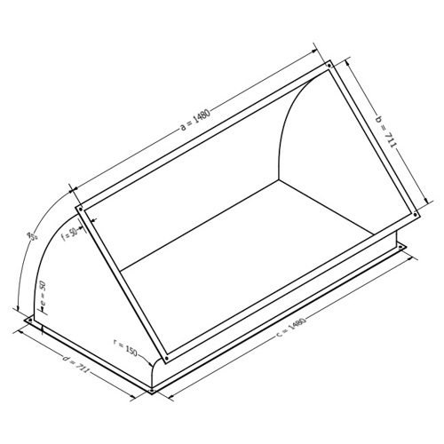 Kanalbogen, vertikal 45 (1480x711 mm)