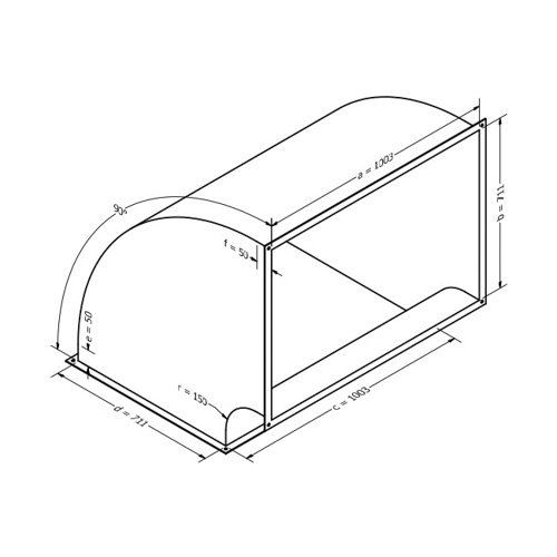 Kanalbogen, vertikal 90 (1003x711 mm)