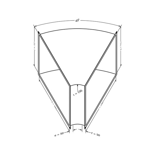 Kanalbogen, horizontal 45 (711x1003 mm)