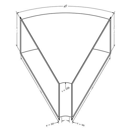 Kanalbogen, horizontal 45 (711x1480 mm)